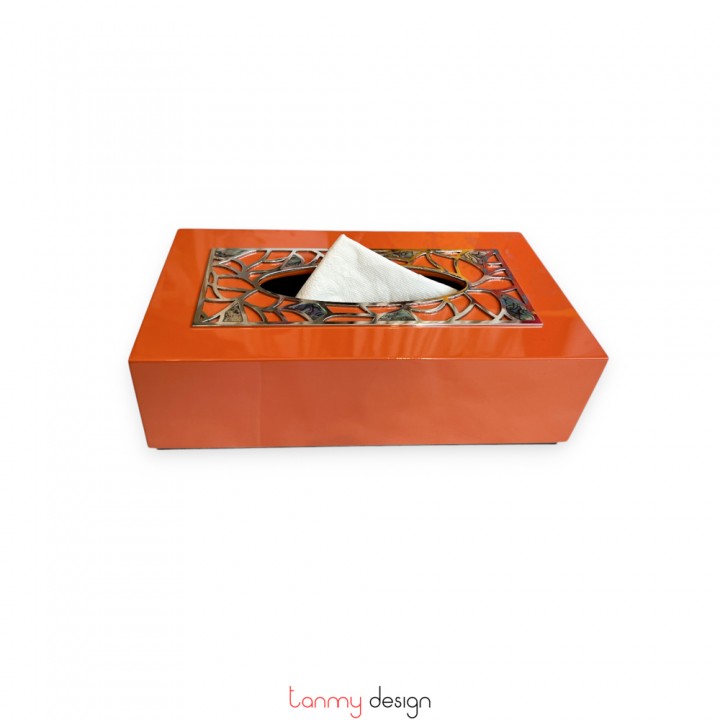 Hộp khăn giấy inox cẩn ốc cam 25*13*H7cm